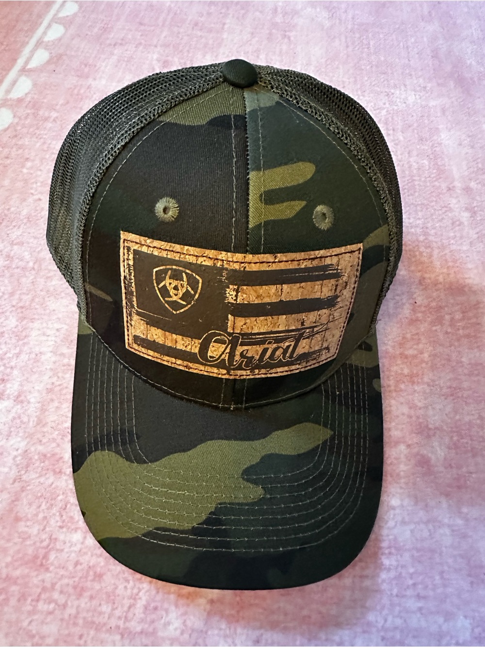 Ariat Women’s Camo with American Flag Logo Mesh Back Hat